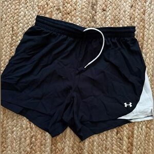 Under Armour Women's Black and White Athletic Shorts